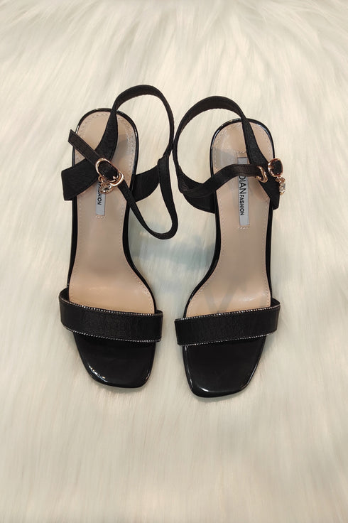 Stone Embellished Block Heel